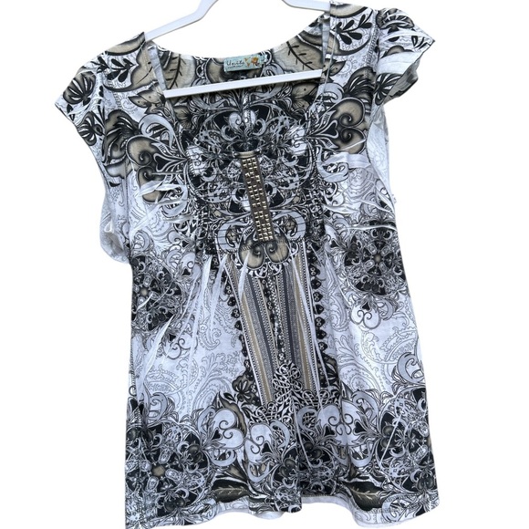 Unity World Wear Y2K Boho Paisley Top | Size Medium | 2004 Vintage summer style - Picture 3 of 11